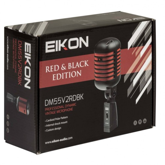 Eikon DM55V2RDBK Vintage Dynamic Microphone – Red & Black Edition